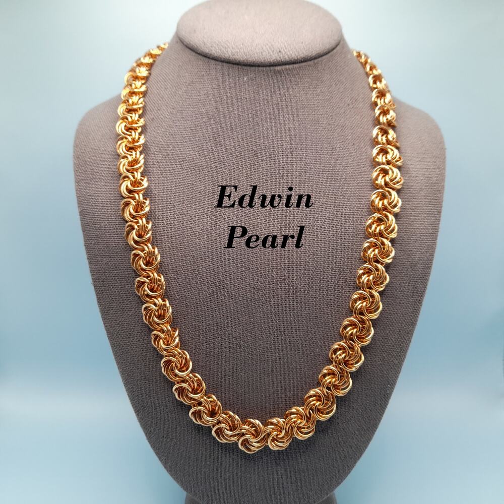Vintage Edwin Pearl Gold Plated Chain Necklace, 24 Inches, 1980s